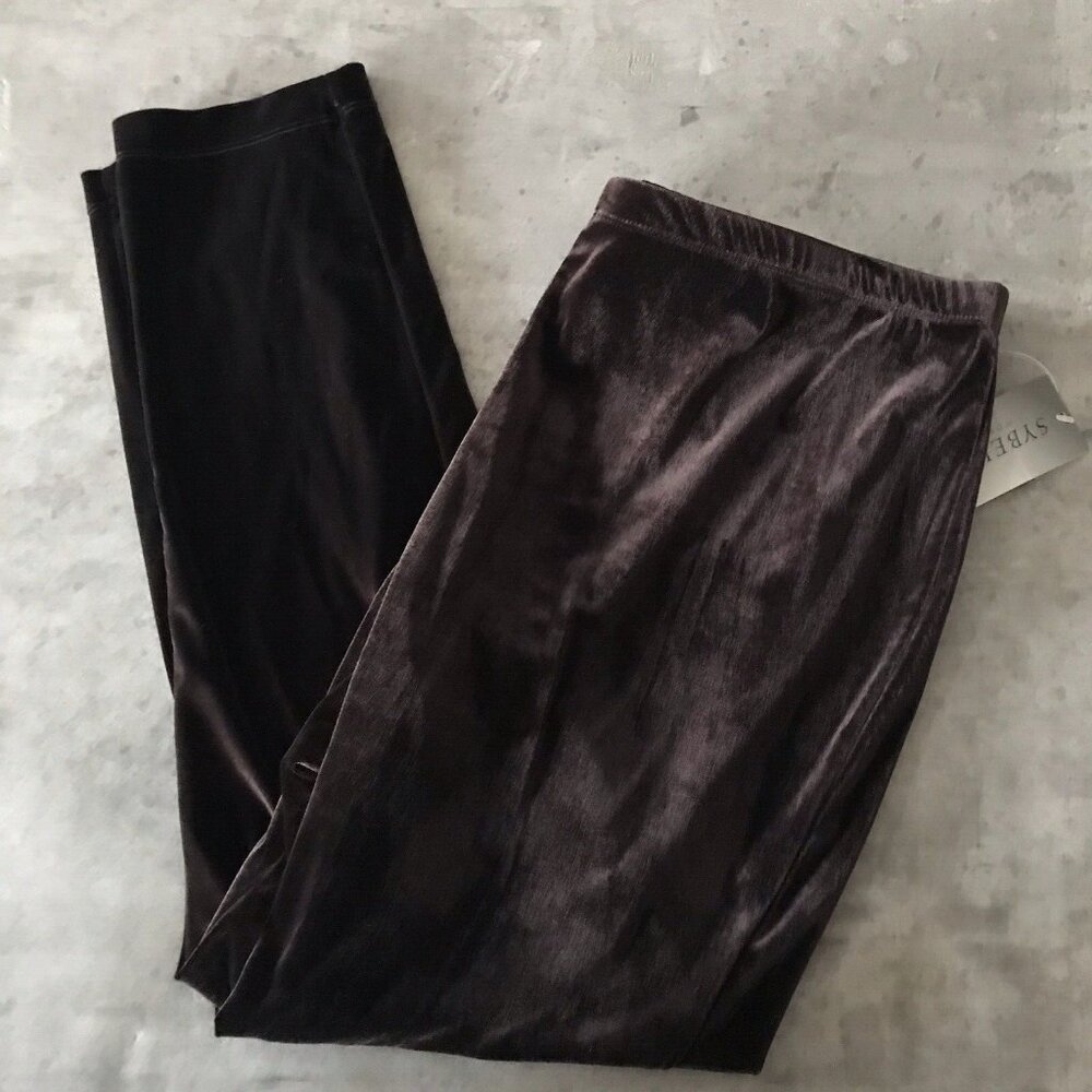 Brown Velvet Pants Womens 2X Pull on Grunge Comfort Casual Sybelle High Waisted